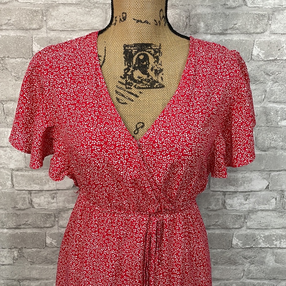 C+D+M Red Floral Ruffle Dress - Picture 2 of 7